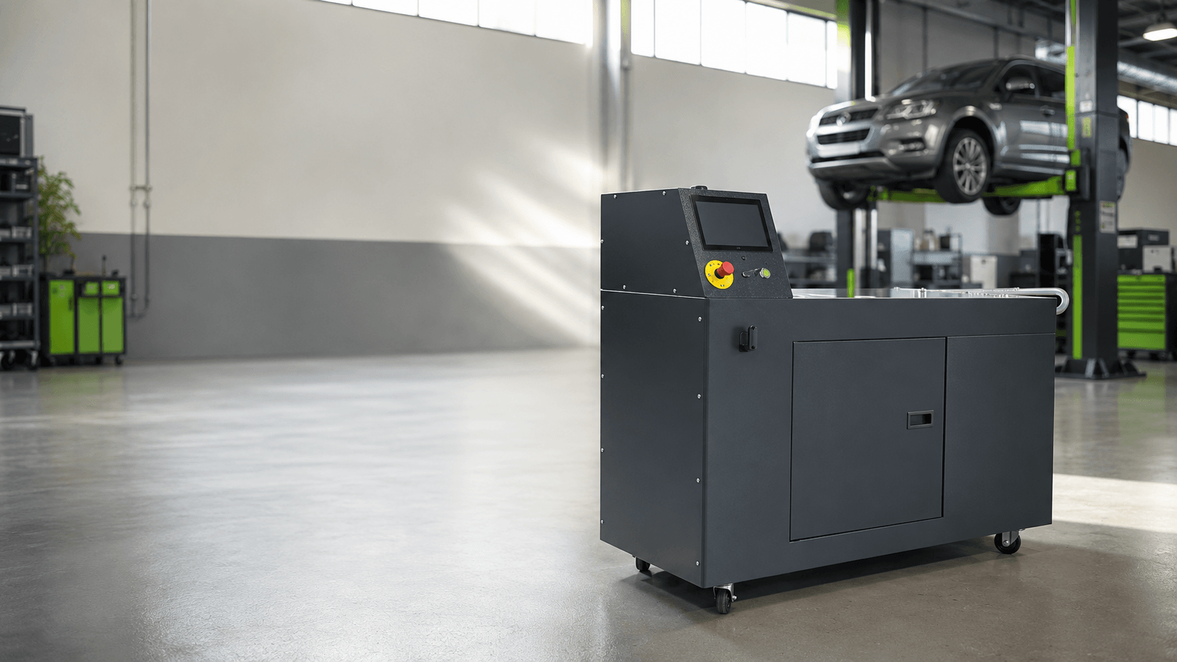 Machine professionnelle de nettoyage FAP dans un atelier automobile